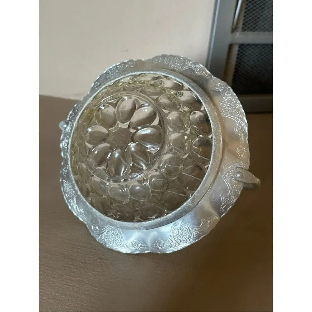 Vintage glass and silver basket